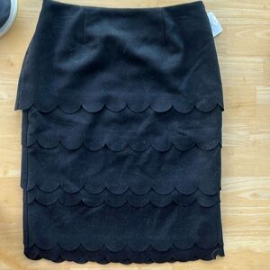 NWT Anthropologie Maeve Black Scallop Tiered Layer Skirt Wool Lined Pencil 4